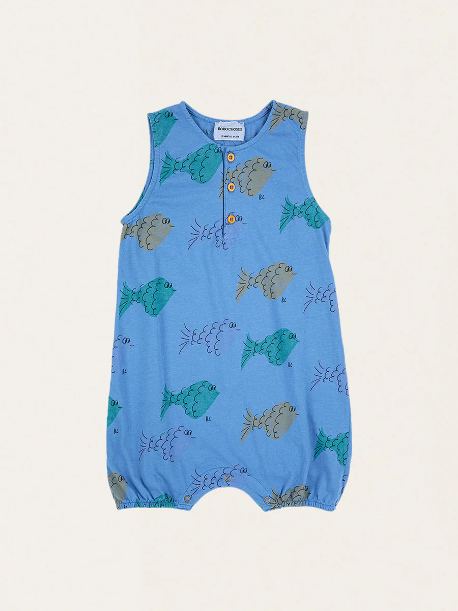 Multicolor Fish All Over Playsuit