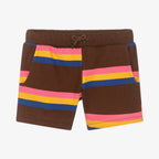Brown Organic Cotton Stripe Sweatshorts