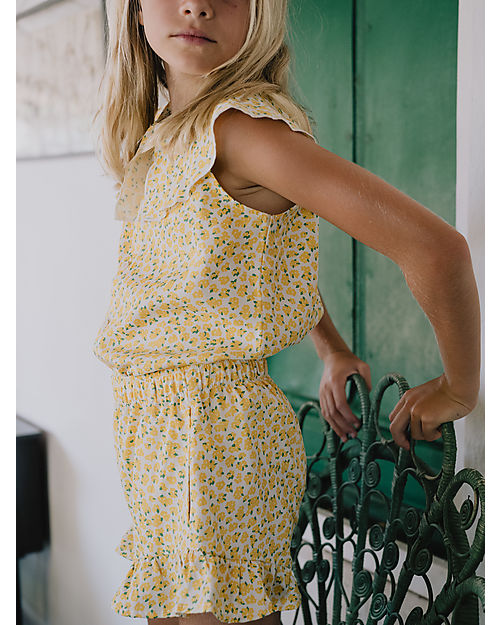 Oleander Blouse with Collar - Light Cream/Yellow
