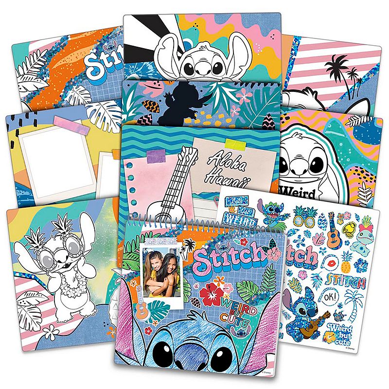 Fashion Angels Disney Stitch Color & Collage Design Set - 15 Colorable Lilo and Stitch Posters - Add Your Own Designs with 7 Included Sticker Sheets - Ages 8 and Up
