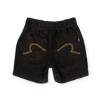 Black Washed Cord Shorts