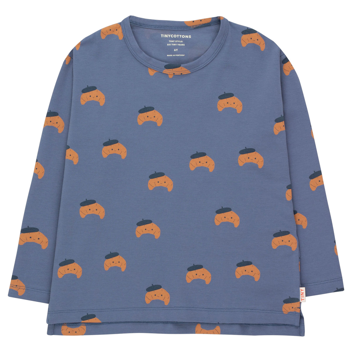 Croissants Long Sleeved Tee Light Navy/Light Brown