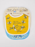 Blue Q’s “Sorry I’m Crabby. I Slept Like Garbage.”/Lunch Chucker Bibs set includes a yellow cotton bib with cartoon bees and a funny quote, plus a blue terry bib with tray design. Both come in packaging and fit ages 0–36 months.