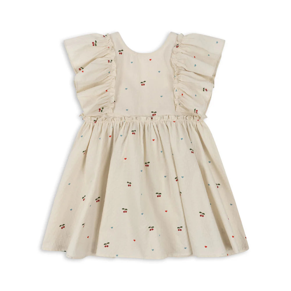 Evia Bow Dress GOTS Cherry Coeur