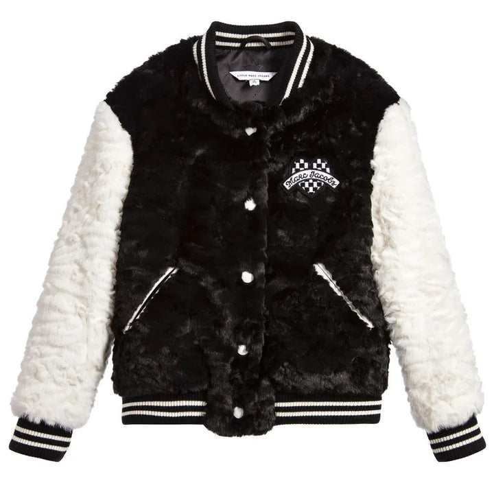 Marc Jacobs Black Fuzzy Varsity Jacket