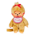 Monchhichi Beige Girl With Bib - Red/White