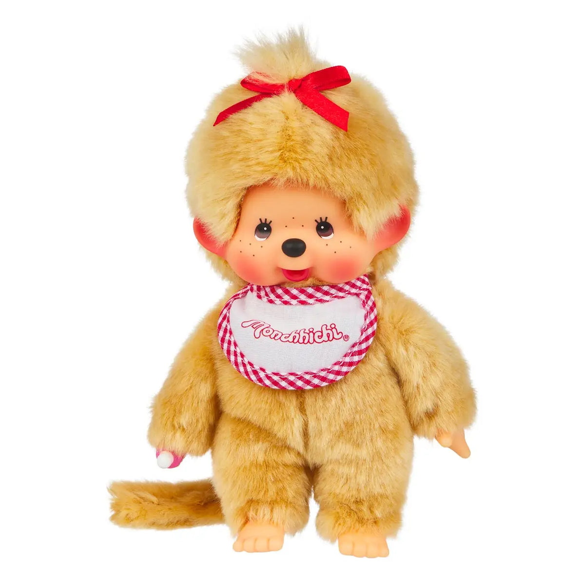 Monchhichi Beige Girl With Bib - Red/White