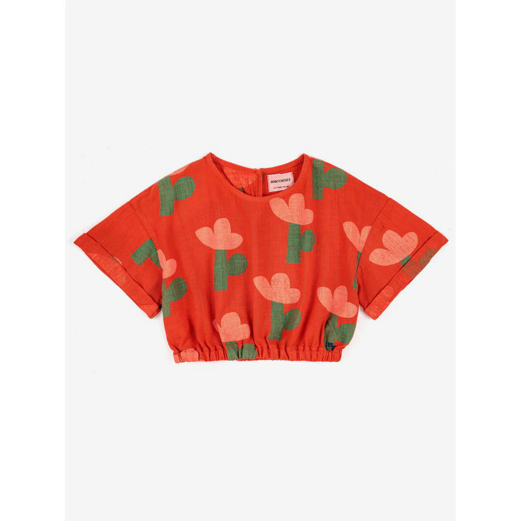 Sea Flower All Over Woven Short Sleeve Top