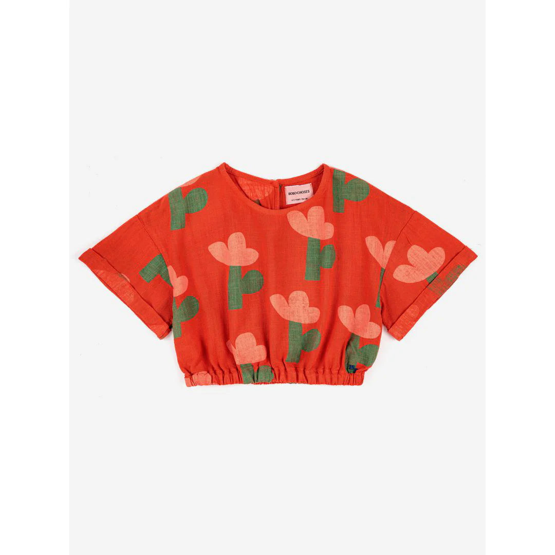 Sea Flower All Over Woven Short Sleeve Top