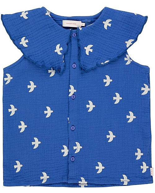 Birds Blouse - Ultramarine/Light Cream